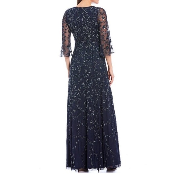 Aidan Mattox Blue Midnight Full Sequin Gown - Picture 2 of 12